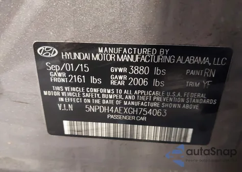 2016 Hyundai Elantra Se из США, поврежденный, VIN 5NPDH4AEXGH754063